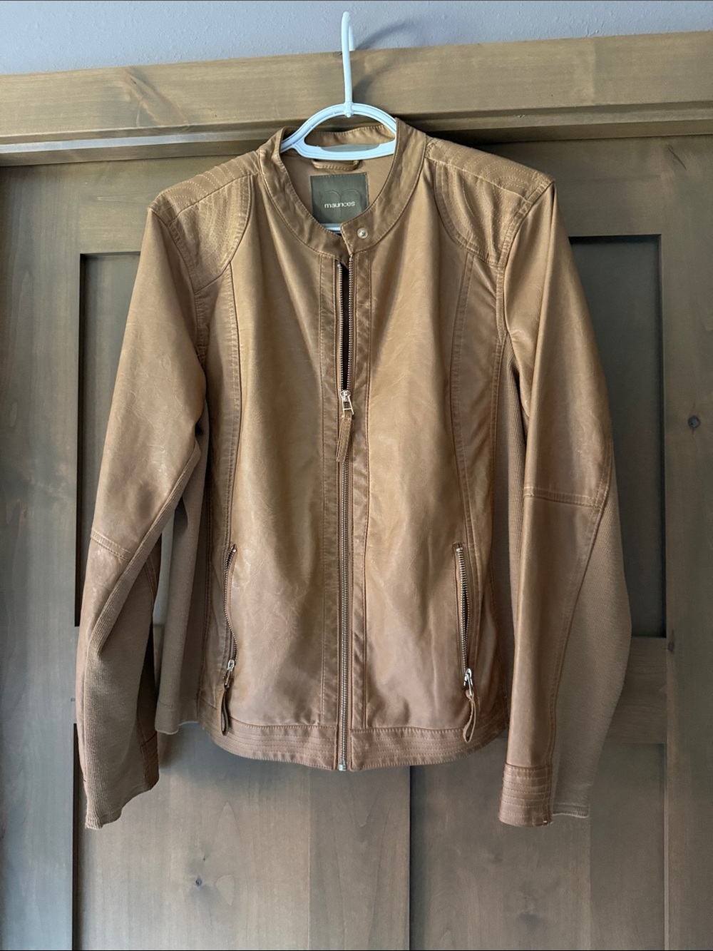 Maurices Women's Tan Brown Leather Zip Jacket